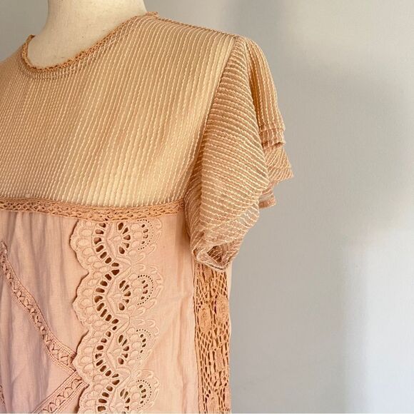 TULAROSA Revolve Clayton Mini Dress Rare Peony Color M Peach Boho Embroidered - Picture 8 of 11